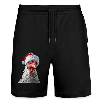 Chicken - Stanley/Stella Trainer Unisex Organic Jogging Shorts - black - Front - Nik (191cm) & Marisol (170cm)