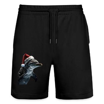 Delphin - Stanley/Stella Unisex Bio Joggingshorts Trainer  - Schwarz - Vorne - Nik (191cm) & Marisol (170cm)