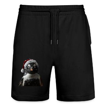 Penguin - Stanley/Stella Trainer Unisex Organic Jogging Shorts - black - Front - Nik (191cm) & Marisol (170cm)