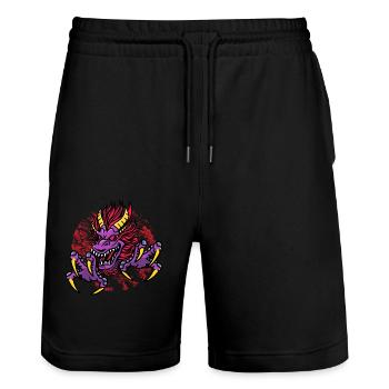 Fantasy Magic Dragon im Dungeon - Stanley/Stella Unisex Bio Joggingshorts Trainer  - Schwarz - Vorne - Nik (191cm) & Marisol (170cm)