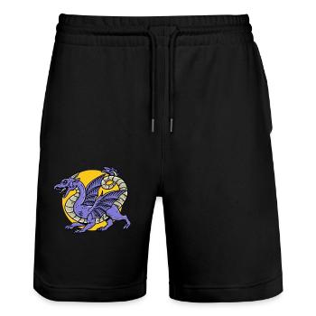 Fantasy RPG Dragon Magic Dungeon - Stanley/Stella Trainer Unisex Organic Jogging Shorts - black - Front - Nik (191cm) & Marisol (170cm)
