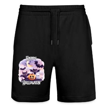 Halloween – Joyeux Halloween Chauves-souris mignonnes - Short de jogging bio TRAINER Stanley/Stella unisexe - noir - Devant - Nik (191cm) & Marisol (170cm)