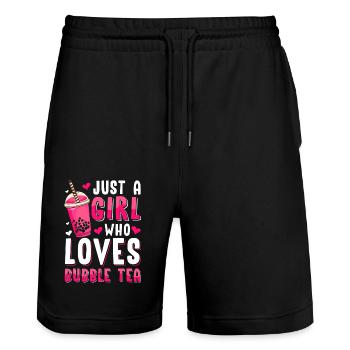 Thé à bulles Boba BubbleTea Kawaii Japan Tea Kpop - Short de jogging bio TRAINER Stanley/Stella unisexe - noir - Devant - Nik (191cm) & Marisol (170cm)