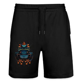 Frog - Stanley/Stella Trainer Unisex Organic Jogging Shorts - black - Front - Nik (191cm) & Marisol (170cm)