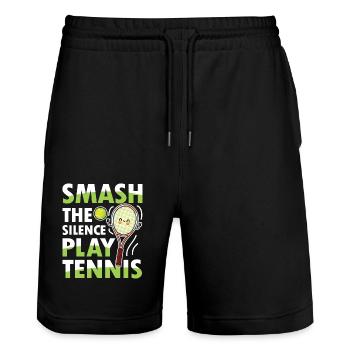 Smash The Silence Play Tennis - Stanley/Stella Unisex Bio Joggingshorts Trainer  - Schwarz - Vorne - Nik (191cm) & Marisol (170cm)