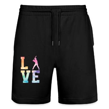 Baseball Sports Joueur de baseball Lanceur Receveur États-Unis - Short de jogging bio TRAINER Stanley/Stella unisexe - noir - Devant - Nik (191cm) & Marisol (170cm)