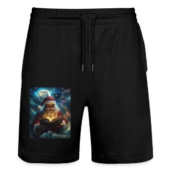 Père Noël Femmes Hommes Enfants Noël - Short de jogging bio TRAINER Stanley/Stella unisexe - noir - Devant - Nik (191cm) & Marisol (170cm)