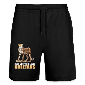 Cheetah Geparde Gepard - Stanley/Stella Unisex Bio Joggingshorts Trainer  - Schwarz - Vorne - Nik (191cm) & Marisol (170cm)