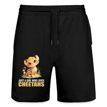 Cheetah Geparde Gepard - Stanley/Stella Unisex Bio Joggingshorts Trainer  - Schwarz - Vorne - Nik (191cm) & Marisol (170cm)