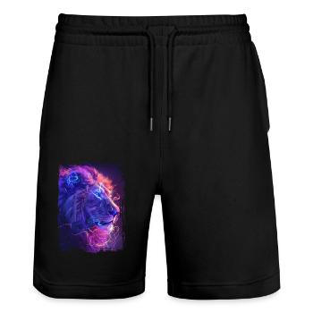 Lion - Stanley/Stella Trainer Unisex Organic Jogging Shorts - black - Front - Nik (191cm) & Marisol (170cm)