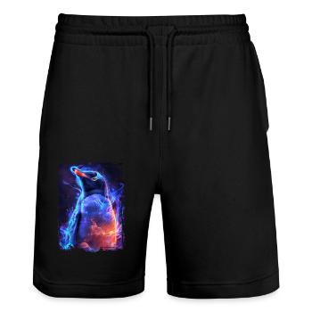 Penguin - Stanley/Stella Trainer Unisex Organic Jogging Shorts - black - Front - Nik (191cm) & Marisol (170cm)