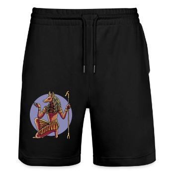 Hieroglyphs King Tut Egyptian Mythology - Stanley/Stella Trainer Unisex Organic Jogging Shorts - black - Front - Nik (191cm) & Marisol (170cm)