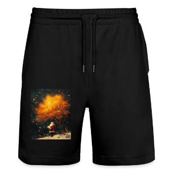 Père Noël Femmes Hommes Enfants Noël - Short de jogging bio TRAINER Stanley/Stella unisexe - noir - Devant - Nik (191cm) & Marisol (170cm)