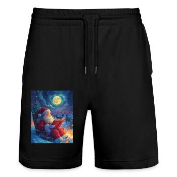 Père Noël Femmes Hommes Enfants Noël - Short de jogging bio TRAINER Stanley/Stella unisexe - noir - Devant - Nik (191cm) & Marisol (170cm)