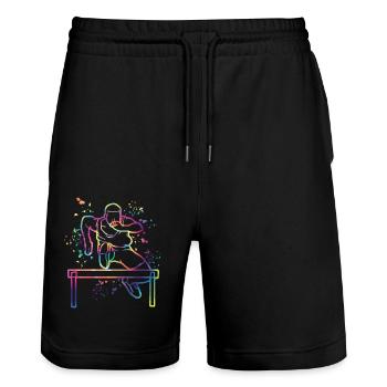 Course de haies Course d’obstacles Courses de haies pour enfants - Short de jogging bio TRAINER Stanley/Stella unisexe - noir - Devant - Nik (191cm) & Marisol (170cm)