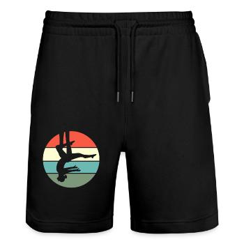 Aerial Yoga Air Yoga - Stanley/Stella Unisex Bio Joggingshorts Trainer  - Schwarz - Vorne - Nik (191cm) & Marisol (170cm)