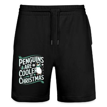 Les pingouins sont plus frais à Noël - Short de jogging bio TRAINER Stanley/Stella unisexe - noir - Devant - Nik (191cm) & Marisol (170cm)