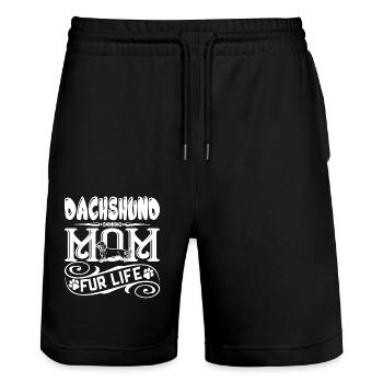 Dachshund Dachshund Mom Fur Life - Stanley/Stella Trainer Unisex Organic Jogging Shorts - black - Front - Nik (191cm) & Marisol (170cm)