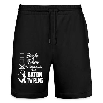 In A Relationship With Baton Twirling - Stanley/Stella Trainer Unisex Organic Jogging Shorts - black - Front - Nik (191cm) & Marisol (170cm)