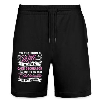 Cake Decorator Cake Decorator Is My World - Stanley/Stella Trainer Unisex Organic Jogging Shorts - black - Front - Nik (191cm) & Marisol (170cm)