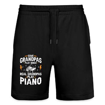 Manche Opas spielen Bingo Echte Opas spielen Klavier - Stanley/Stella Unisex Bio Joggingshorts Trainer  - Schwarz - Vorne - Nik (191cm) & Marisol (170cm)