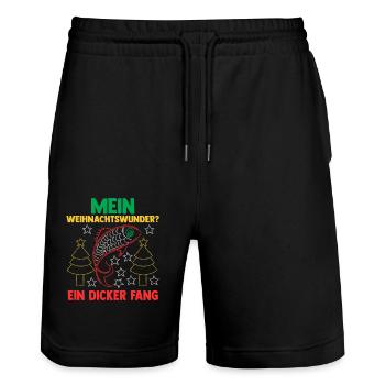Santa Claus Fishing Christmas Party Christmas - Stanley/Stella Trainer Unisex Organic Jogging Shorts - black - Front - Nik (191cm) & Marisol (170cm)