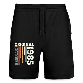 40. Geburtstag Original Oktober 1985 Jahrgang 85 - Stanley/Stella Unisex Bio Joggingshorts Trainer  - Schwarz - Vorne - Nik (191cm) & Marisol (170cm)