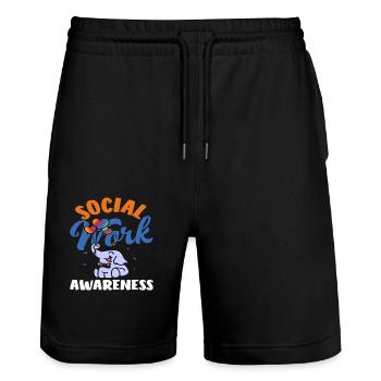 Soziale Arbeit Bewusstsein Elefant Ballons - Stanley/Stella Unisex Bio Joggingshorts Trainer  - Schwarz - Vorne - Nik (191cm) & Marisol (170cm)