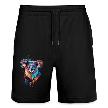 Koala - Short de jogging bio TRAINER Stanley/Stella unisexe - noir - Devant - Nik (191cm) & Marisol (170cm)