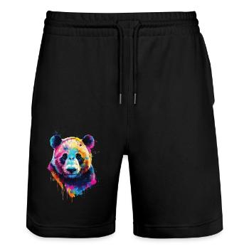 Panda - Short de jogging bio TRAINER Stanley/Stella unisexe - noir - Devant - Nik (191cm) & Marisol (170cm)