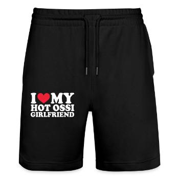 Ossi Freundin Girlfriend Beziehung Couple Osten - Stanley/Stella Unisex Bio Joggingshorts Trainer  - Schwarz - Vorne - Nik (191cm) & Marisol (170cm)