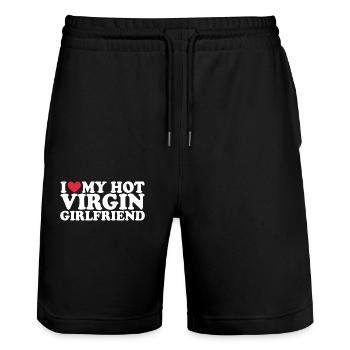 Girlfriend Freundin Beziehung Couple Liebe Pärchen - Stanley/Stella Unisex Bio Joggingshorts Trainer  - Schwarz - Vorne - Nik (191cm) & Marisol (170cm)