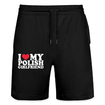 Polen Freundin Girlfriend Beziehung Couple Liebe - Stanley/Stella Unisex Bio Joggingshorts Trainer  - Schwarz - Vorne - Nik (191cm) & Marisol (170cm)