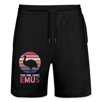 Emu Dire Australie Emus Drôle Cadeau D’émeu - Short de jogging bio TRAINER Stanley/Stella unisexe - noir - Devant - Nik (191cm) & Marisol (170cm)