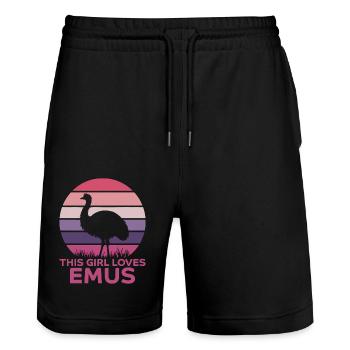 Emu Dire Australie Emus Drôle Cadeau D’émeu - Short de jogging bio TRAINER Stanley/Stella unisexe - noir - Devant - Nik (191cm) & Marisol (170cm)