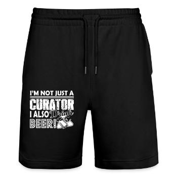 Curator Curator Loves Drink Beer - Stanley/Stella Trainer Unisex Organic Jogging Shorts - black - Front - Nik (191cm) & Marisol (170cm)
