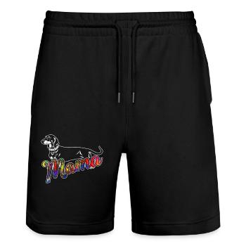 Dachshund Dachshund Mama - Stanley/Stella Trainer Unisex Organic Jogging Shorts - black - Front - Nik (191cm) & Marisol (170cm)