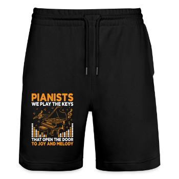 Pianisten Wir spielen Die Tasten, die das Türklavier öffnen - Stanley/Stella Unisex Bio Joggingshorts Trainer  - Schwarz - Vorne - Nik (191cm) & Marisol (170cm)