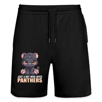Panthers Panther - Stanley/Stella Unisex Bio Joggingshorts Trainer  - Schwarz - Vorne - Nik (191cm) & Marisol (170cm)