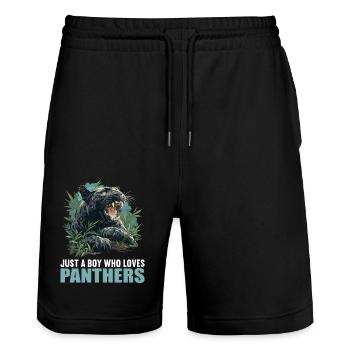Panthers Panther - Stanley/Stella Unisex Bio Joggingshorts Trainer  - Schwarz - Vorne - Nik (191cm) & Marisol (170cm)