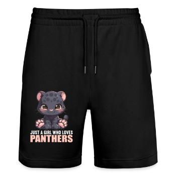 Panthers Panther - Stanley/Stella Unisex Bio Joggingshorts Trainer  - Schwarz - Vorne - Nik (191cm) & Marisol (170cm)