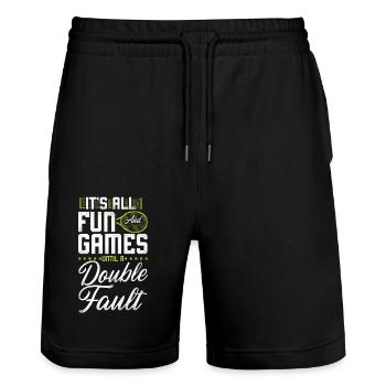Funny Tennis Player Racket It's - Stanley/Stella Unisex Bio Joggingshorts Trainer  - Schwarz - Vorne - Nik (191cm) & Marisol (170cm)