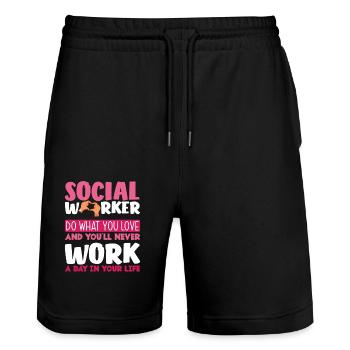 Sozialarbeiter Machen Was Du Liebst - Stanley/Stella Unisex Bio Joggingshorts Trainer  - Schwarz - Vorne - Nik (191cm) & Marisol (170cm)