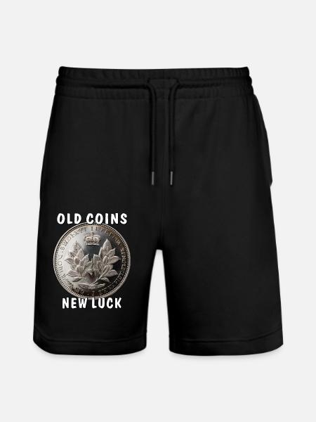 ÖLD COINS NEW LUCK - Stanley/Stella Trainer Unisex Organic Jogging Shorts - black