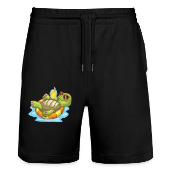 Tortue de mer Tortue nageuse de plage d’océan - Short de jogging bio TRAINER Stanley/Stella unisexe - noir - Devant - Nik (191cm) & Marisol (170cm)