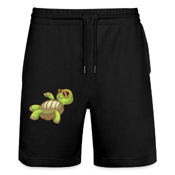 Meeresschildkröte Ozean Strand Entspannende Schildkröte - Stanley/Stella Unisex Bio Joggingshorts Trainer  - Schwarz - Vorne - Nik (191cm) & Marisol (170cm)