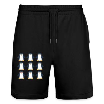 Neun Pinguine Arktischer Seevogel Pinguin - Stanley/Stella Unisex Bio Joggingshorts Trainer  - Schwarz - Vorne - Nik (191cm) & Marisol (170cm)