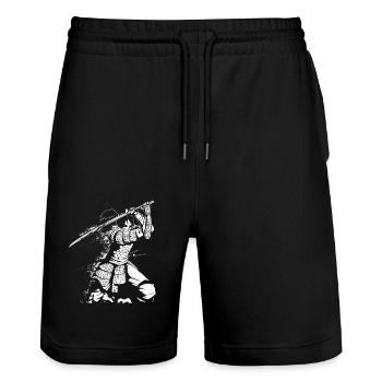 Kanji Japan Katana Sword Ninja Samurai - Stanley/Stella Trainer Unisex Organic Jogging Shorts - black - Front - Nik (191cm) & Marisol (170cm)