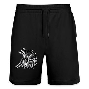Raton laveur - Short de jogging bio TRAINER Stanley/Stella unisexe - noir - Devant - Nik (191cm) & Marisol (170cm)