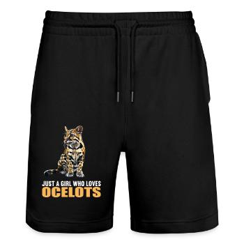 Ocelots Ocelot - Stanley/Stella Trainer Unisex Organic Jogging Shorts - black - Front - Nik (191cm) & Marisol (170cm)